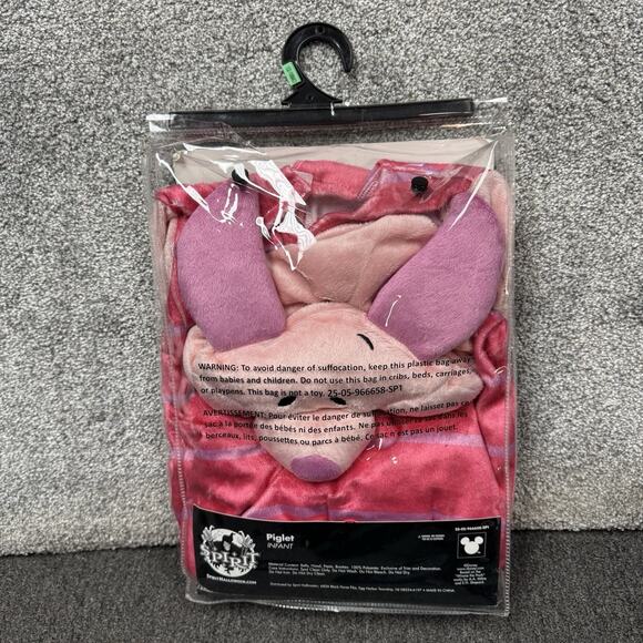 Spirit Halloween Piglet Costume 12-18 Months Padded Belly Top Pants Hood Booties - Picture 4 of 6